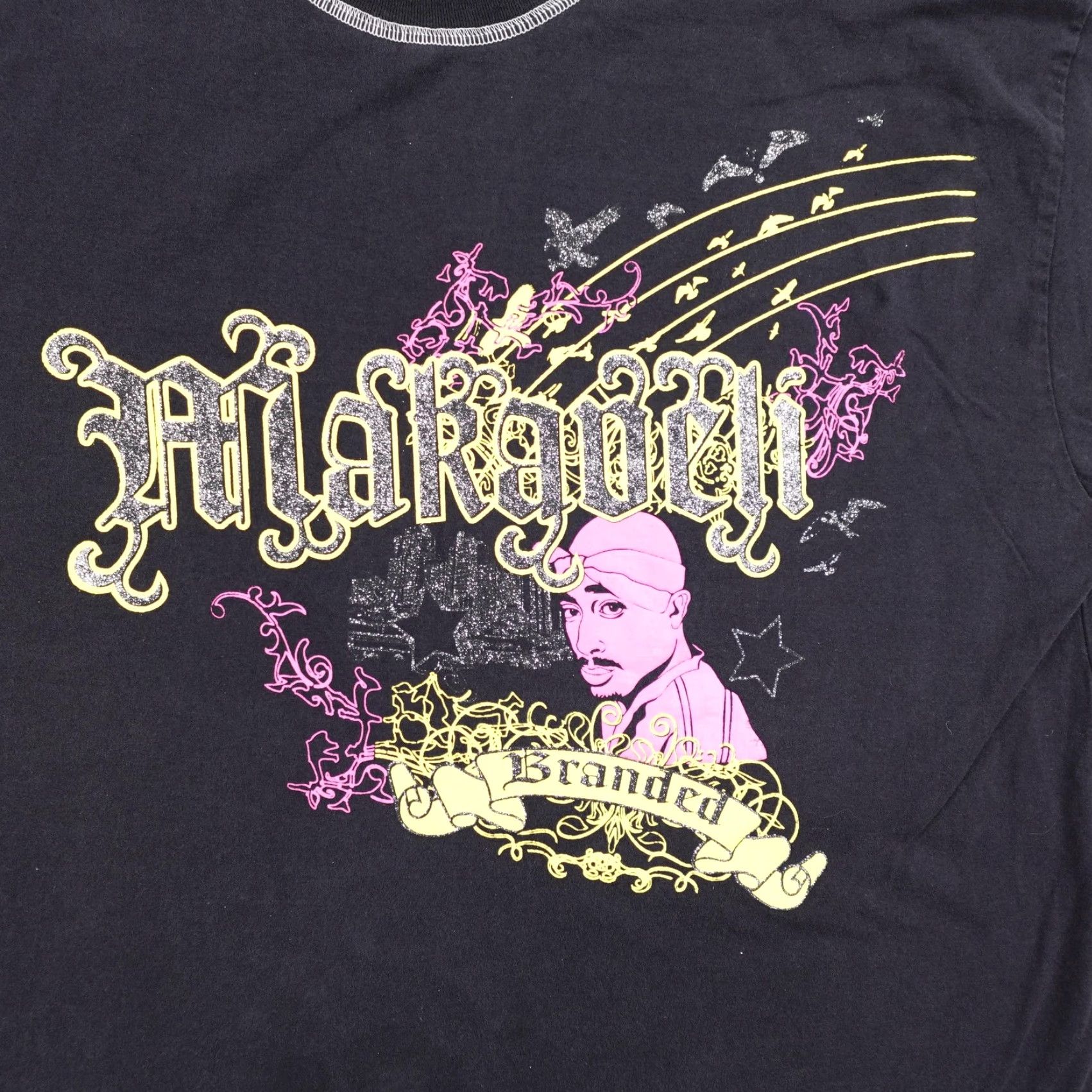 Vintage VINTAGE Makaveli Tupac Shirt Mens 2XL Black Pink Sparkly Hip Hop Tee Size US XXL / EU 58 / 5 - 2 Thumbnail