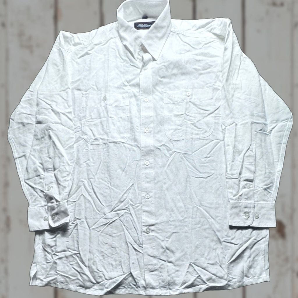 Oleg Cassini Oleg Cassini White Dress Shirt Long Sleeve Button Up Mens XL 1669 Size 46R - 1 Thumbnail