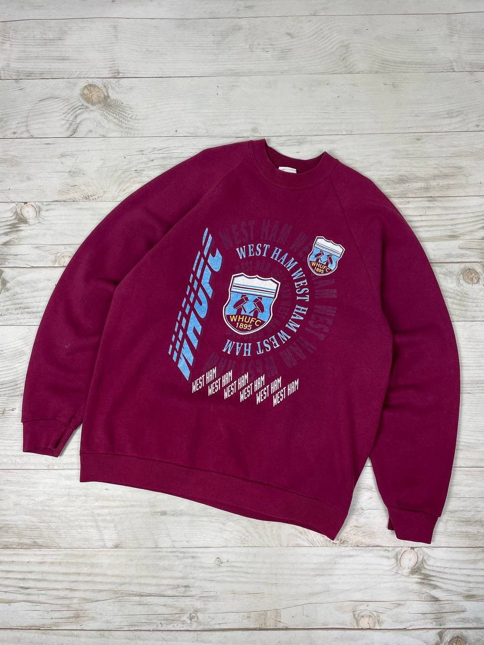 Image of Soccer Jersey x Vintage West Ham United Fc 90's Sweatshirt Made In Uk in Purple, Men's (Size XL)