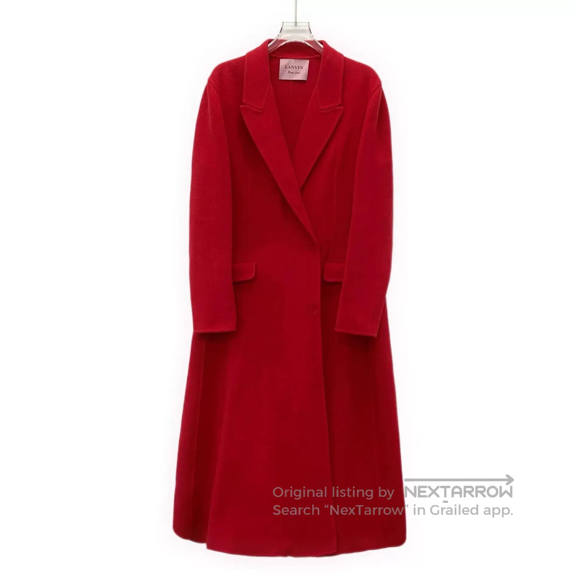 Lanvin red wool lapel coat with belt. Size US S / EU 44-46 / 1 - 1 Thumbnail