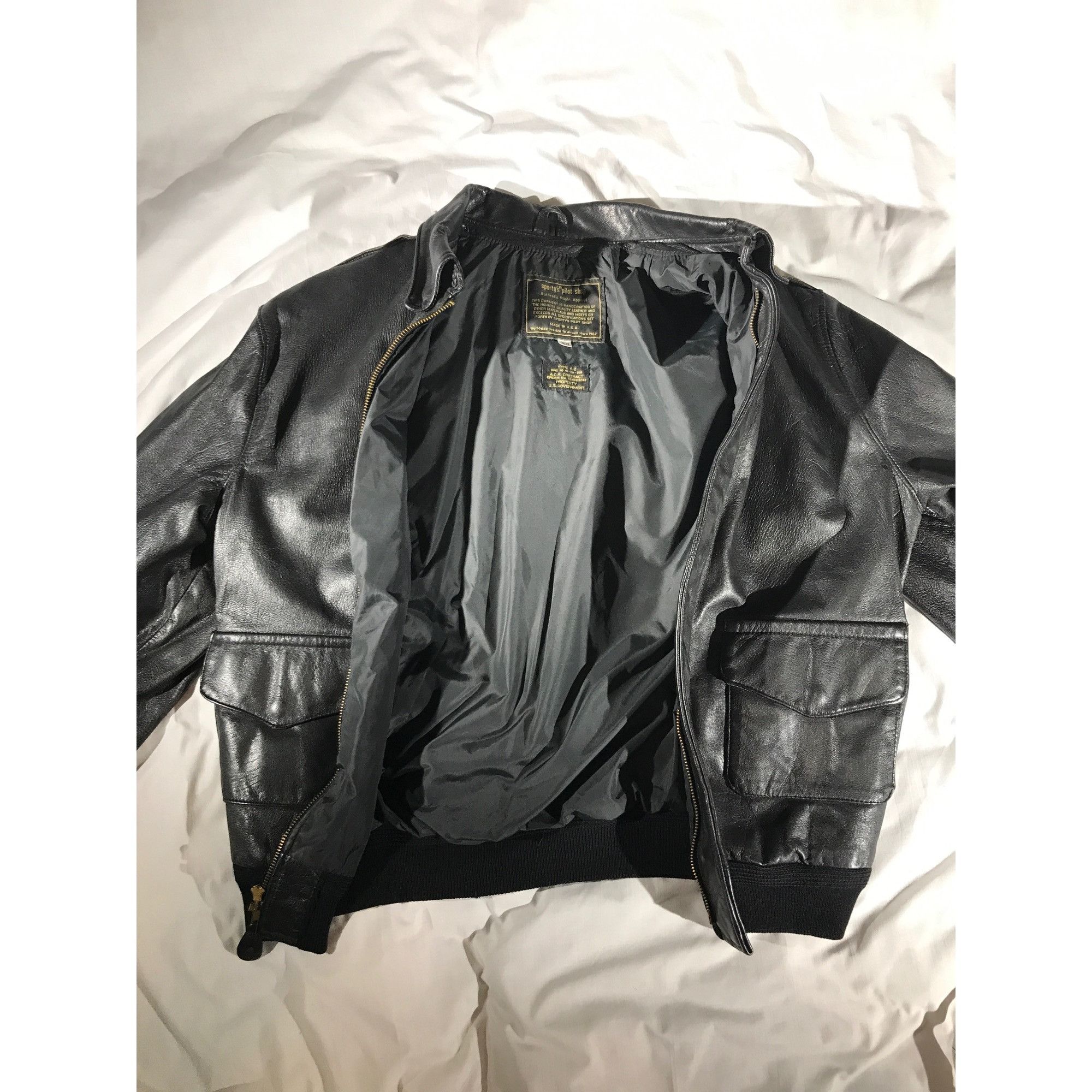 Vintage Sporty’s Pilot Shop Black Goat Skin Leather Aviator Jacket Size US S / EU 44-46 / 1 - 4 Thumbnail