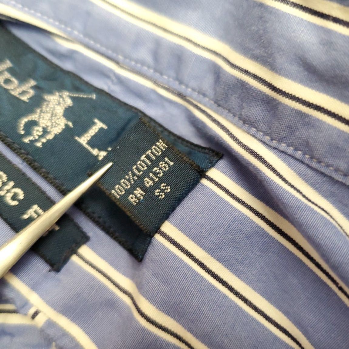 Ralph Lauren VINTAGE Ralph Lauren Shirt Mens 17 Blue Striped Long Sleeve Classic Pony Casual Size US L / EU 52-54 / 3 - 7 Thumbnail