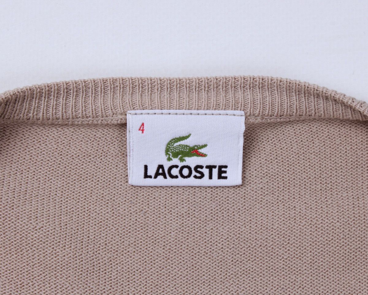 Lacoste × Vintage LACOSTE Beige V-Neck Cotton Knitted Pullover Sweater Size 4 Size US L / EU 52-54 / 3 - 15 Thumbnail