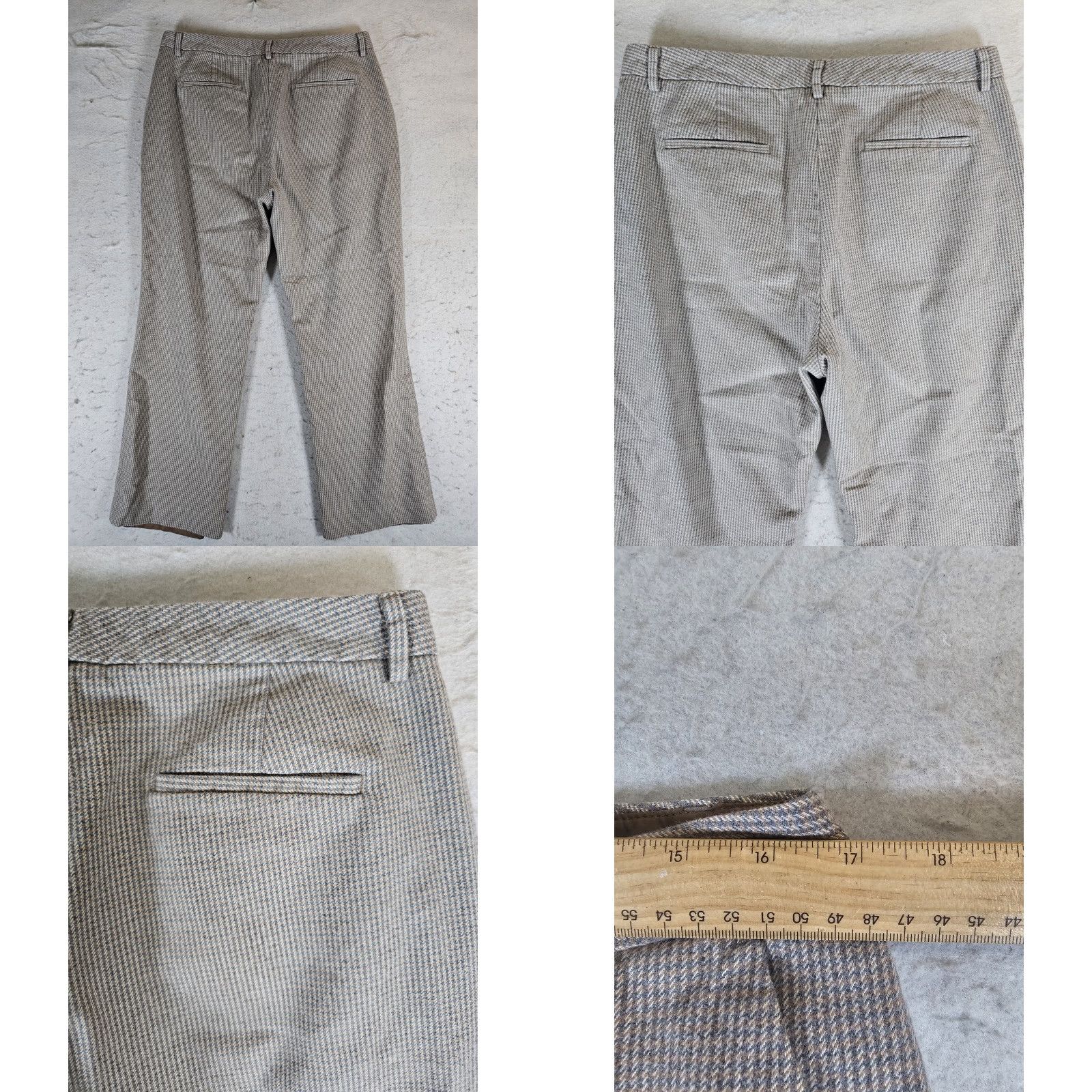 Vintage VINTAGE L.L. BEAN Dress Pants Houndstooth 100% Cotton Lined Women's Size 14P Brown Tweed Pockets 90s Preppy Pants Womens Size 24" / US 00 / IT 34 - 8 Thumbnail