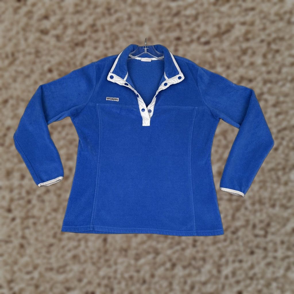 Vintage Columbia Sweater Womens Large Blue Quarter Snap Fleece Pullover Outdoors Size L / US 10 / IT 46 - 1 Thumbnail