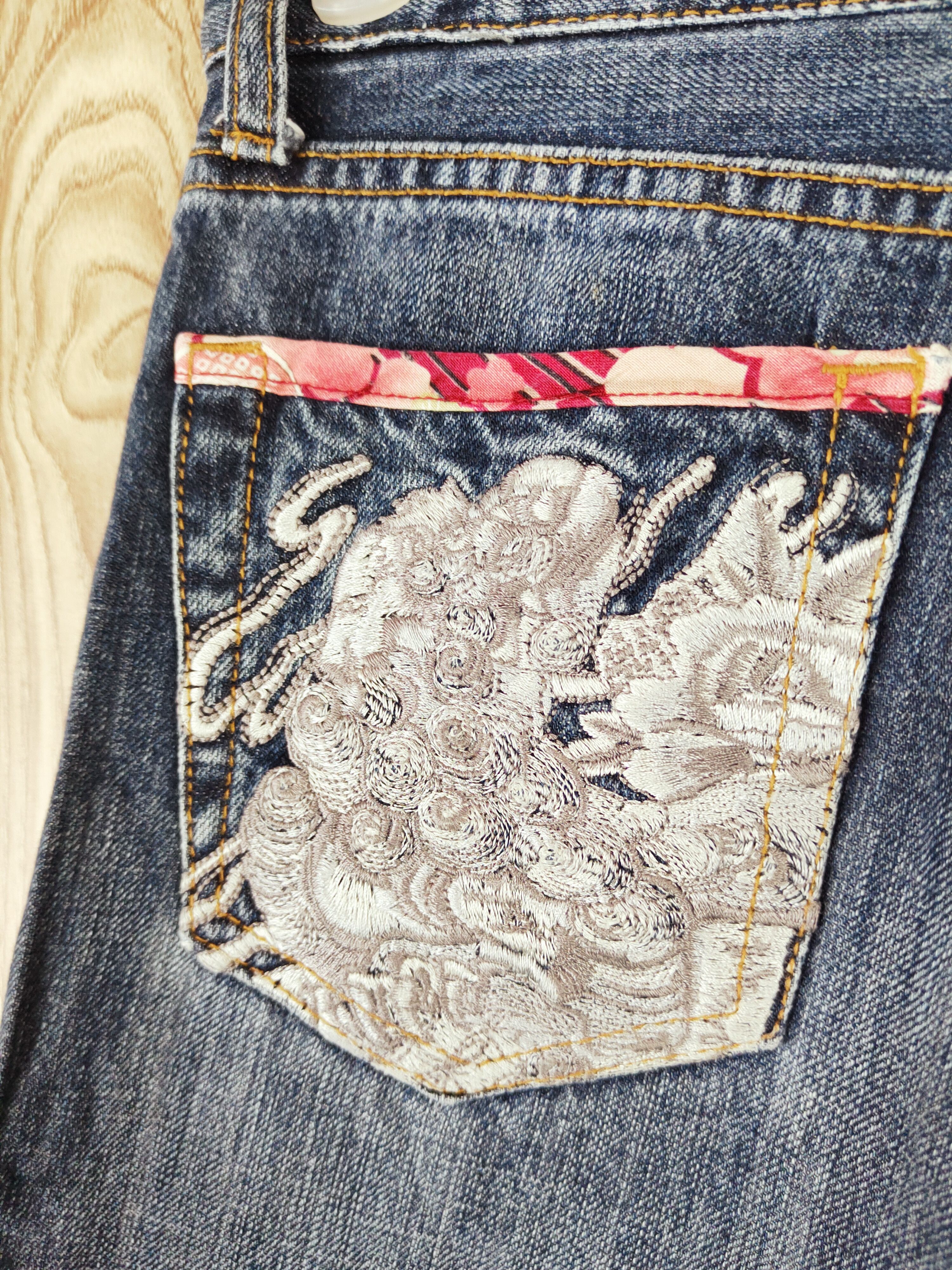 Japanese Brand Japan fish koi X Dragon Embroidered Ripped denim #W341 Size US 28 / EU 44 - 9 Thumbnail
