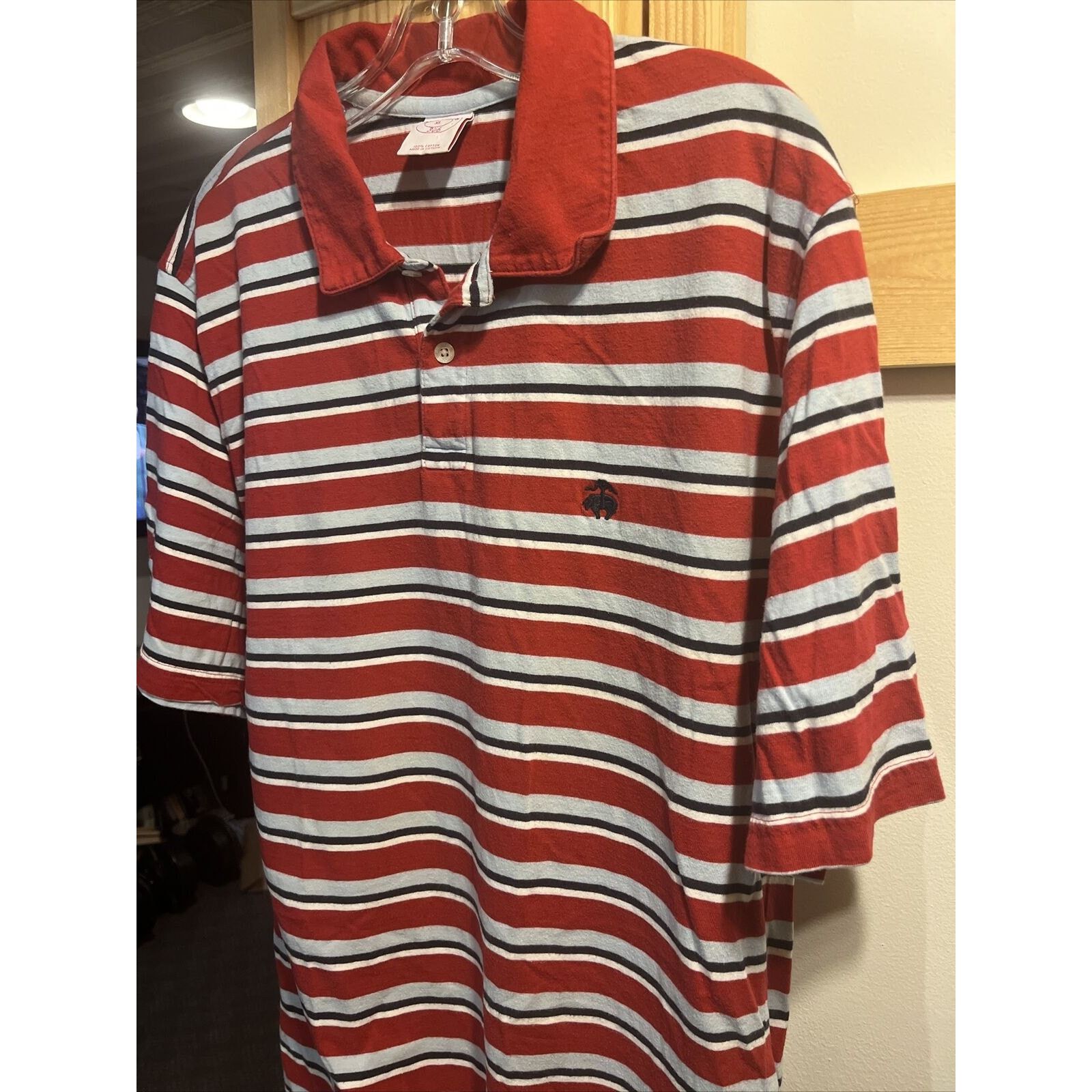 Brooks Brothers Brooks Brothers Mens XL Red Striped Button Cotton Polo Shirt Size US XL / EU 56 / 4 - 8 Thumbnail