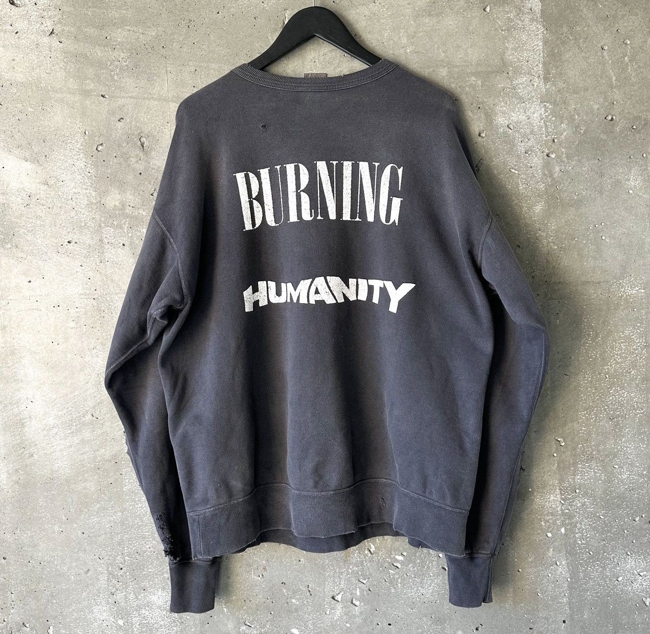 Saint Michael “Burning Humanity” Distressed Crewneck Sweatshirt Size US XL / EU 56 / 4 - 3 Thumbnail