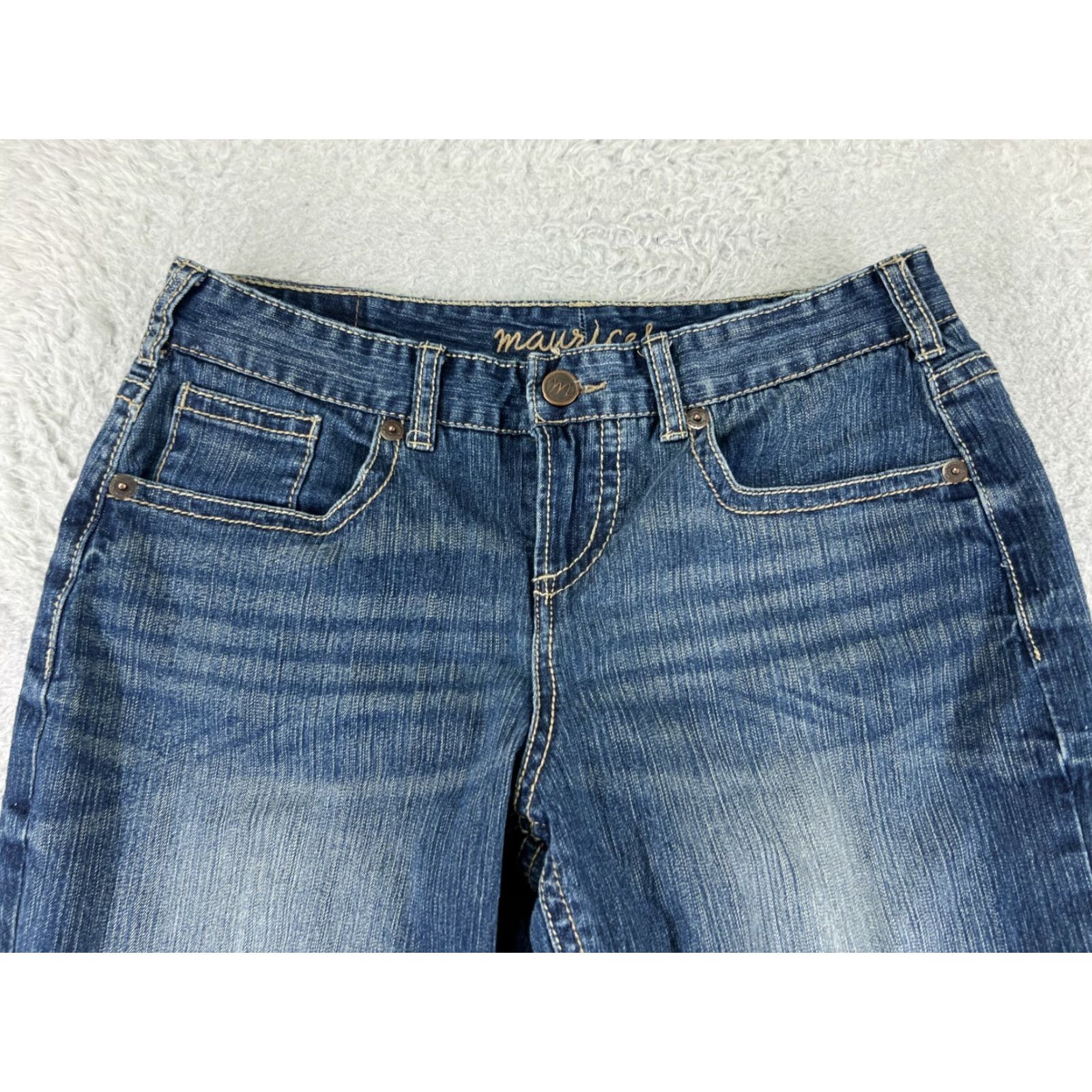 Vintage Maurices Jeans Women 7 Blue Denim Boot Cut Mid Rise Embellished 28x31 Size 28" / US 6 / IT 42 - 4 Thumbnail