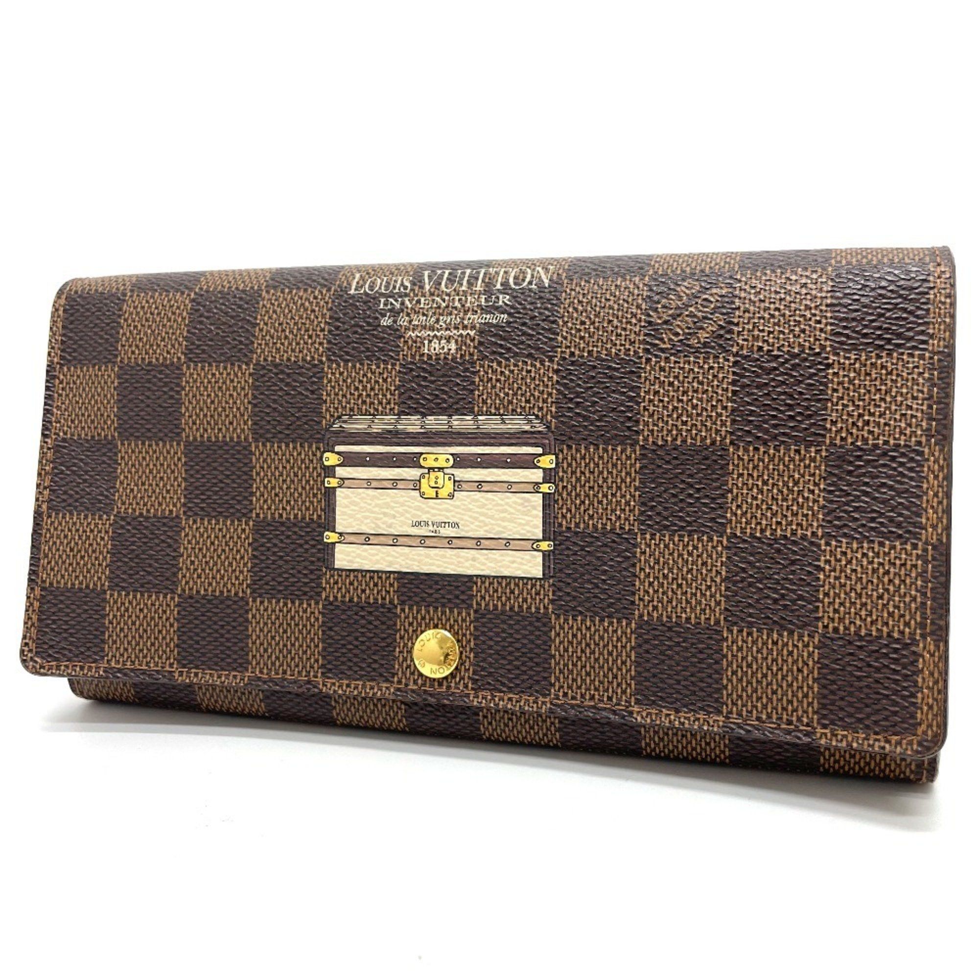 Louis Vuitton LOUIS VUITTON N63179 Damier Portefeuille Sarah Bifold Wallet, Women's Ebene Canvas, Brown Size ONE SIZE - 1 Thumbnail