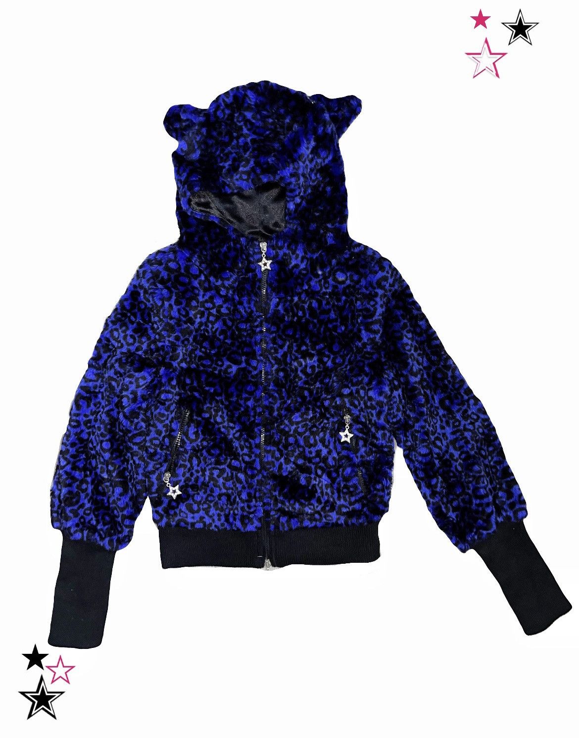 JSG leopard fur cat ear hoodie zip ★☆