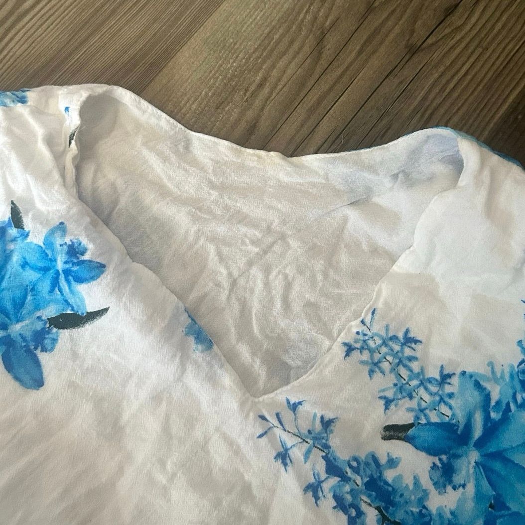 Handmade handmade blue white floral midi dress Size L / US 10 / IT 46 - 3 Thumbnail