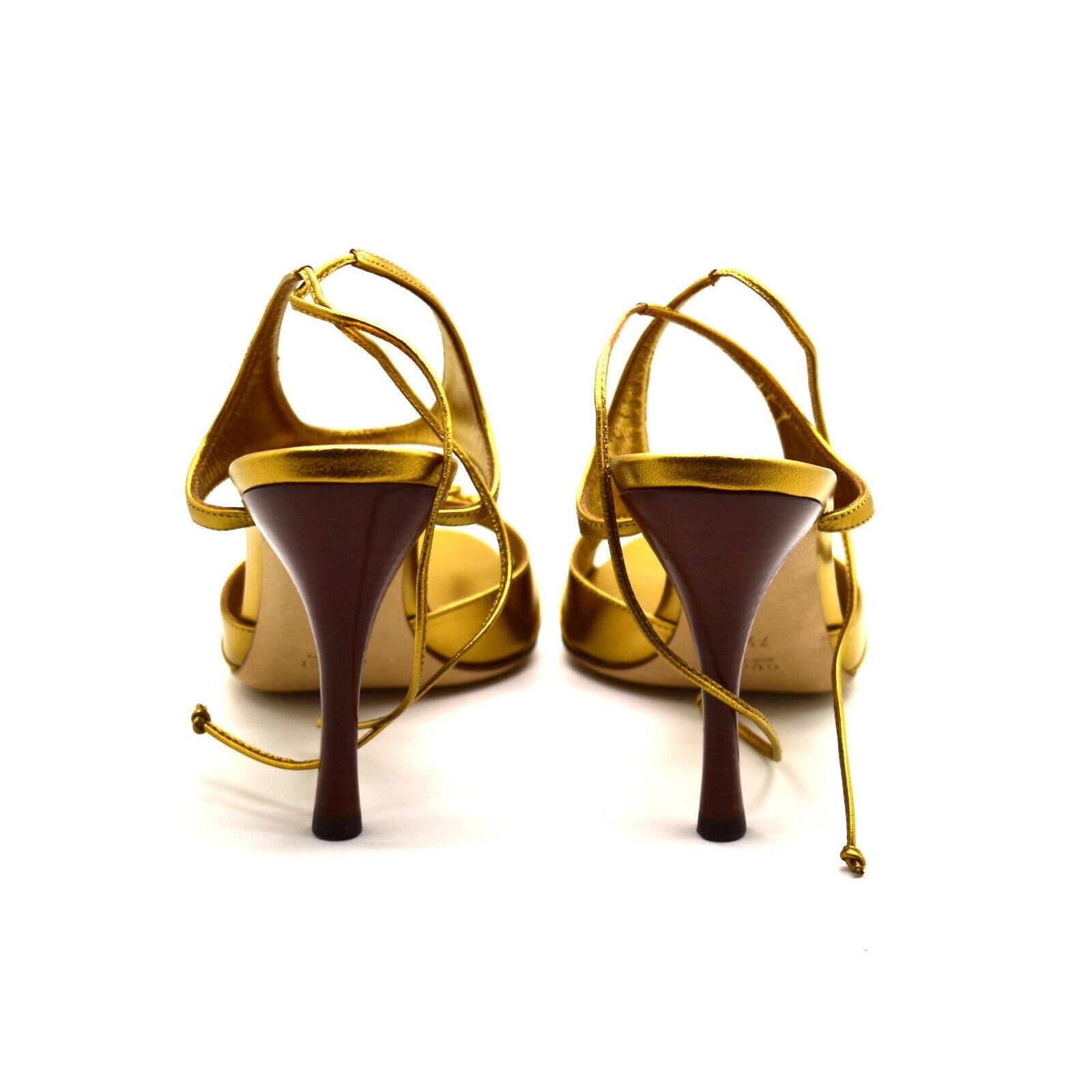 Gucci G0 NEW GUCCI Gold Metallic Leather Heels Shoes Size 7.5 B Size US 7.5 / IT 37.5 - 6 Thumbnail