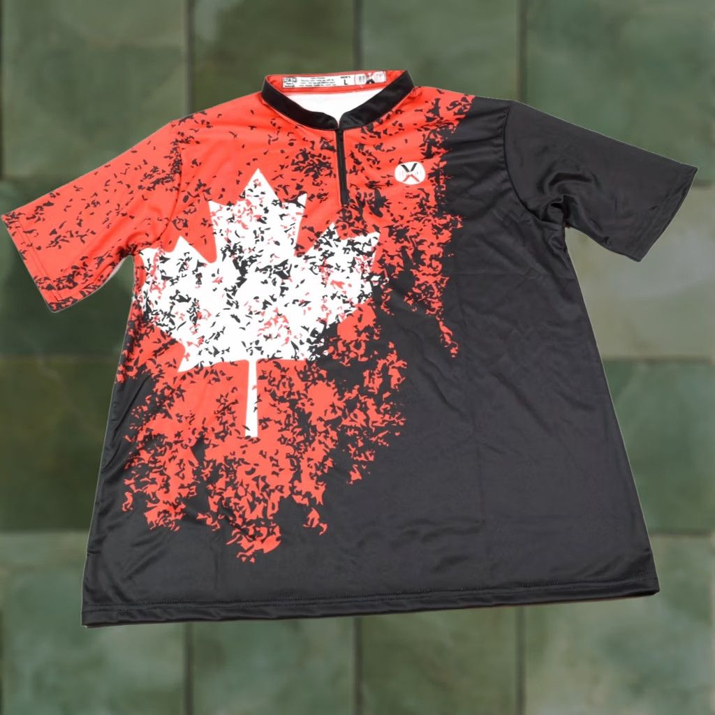 Vintage BOWLIFI Team Canada Bowling Shirt Red Black 1/4 Zip Pullover Stretch Mens Large Size US L / EU 52-54 / 3 - 1 Thumbnail