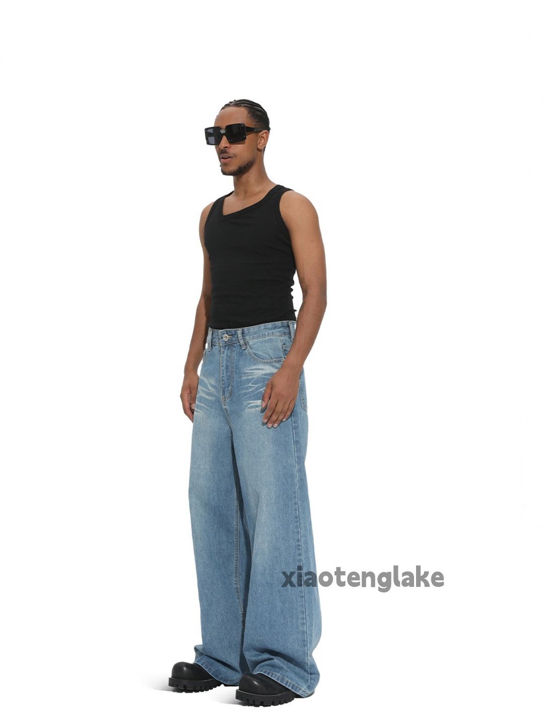 Jean Unisex washed faded loose baggy punk grunge jeans Size US 30 / EU 46 - 5 Thumbnail
