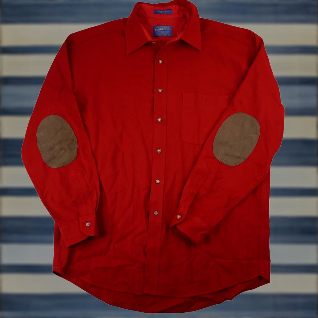 Pendleton VINTAGE Pendleton Button-Up Shirt Mens Large Red Wool 100% Wool Long Sleeve 8/10 Size US L / EU 52-54 / 3 - 1 Thumbnail