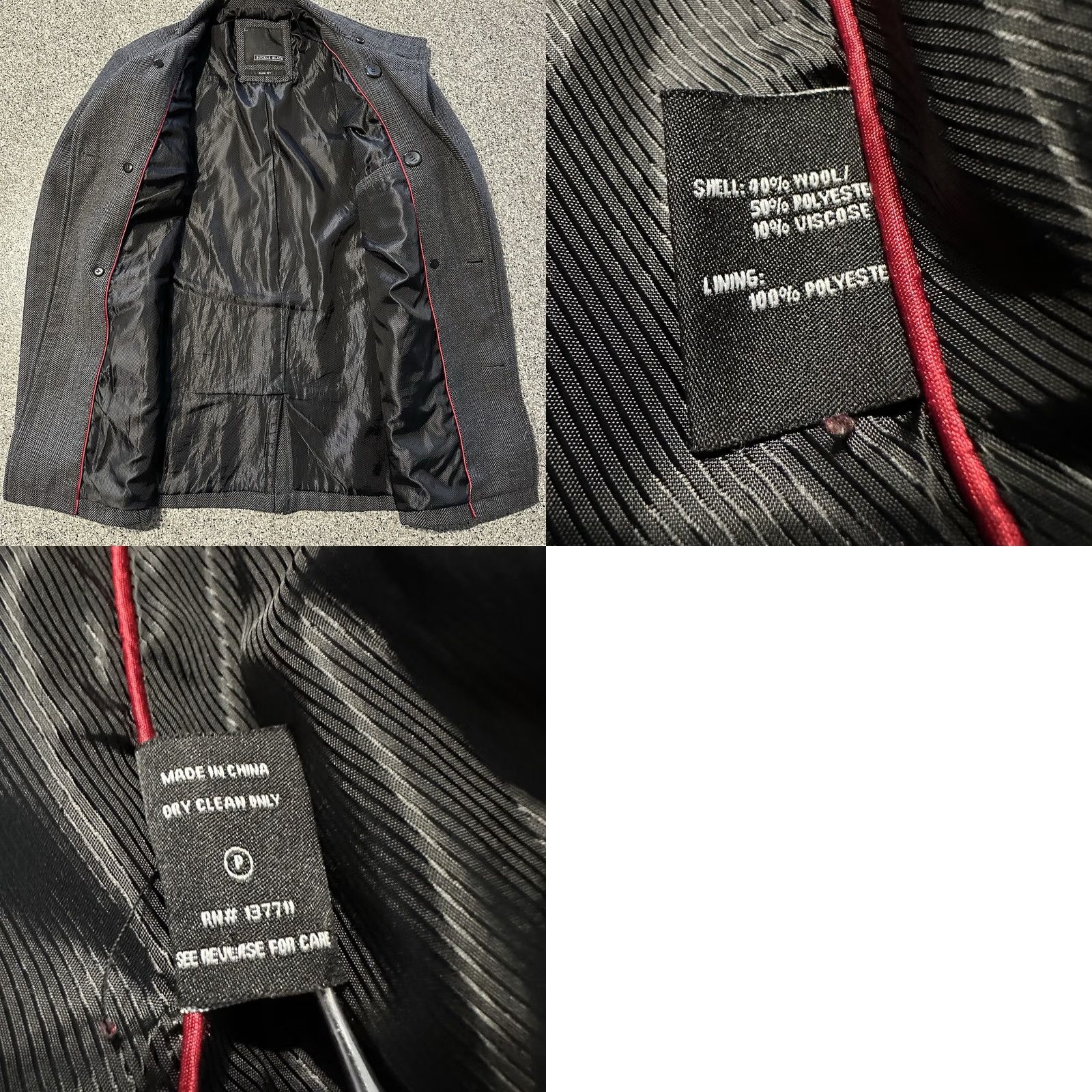 Buckle Black Buck le Black Coat Mens L Slim Fit Wool Blend Jacket Grey Button Overcoat Size US L / EU 52-54 / 3 - 8 Thumbnail
