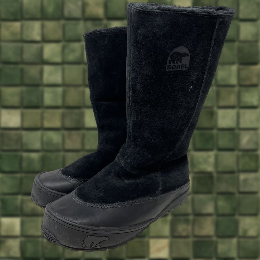 SOREL Sorel MacKenzie NL1609-010 Boots Women Black Suede Fuzzy Lined Winter Mid-Calf Pull On 7 Ladies Size US 6 / IT 36 - 1 Thumbnail