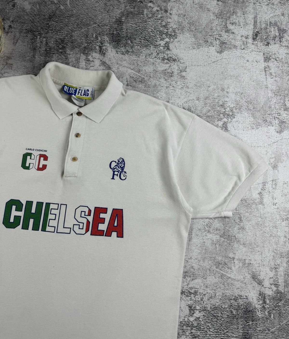 Chelsea Soccer 90S Chelsea Carlo Cudicini F.C Italy Polo T Shirt Tee Jersey Size US L / EU 52-54 / 3 - 5 Thumbnail