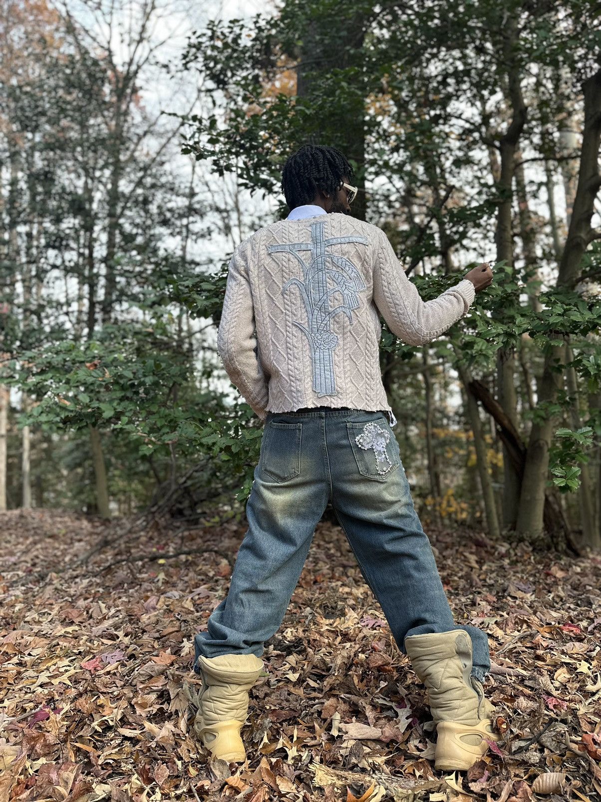 Japanese Brand Jeweled DECALOGUE 💎 Tan Sweater SAMPLE Size US M / EU 48-50 / 2 - 2 Thumbnail