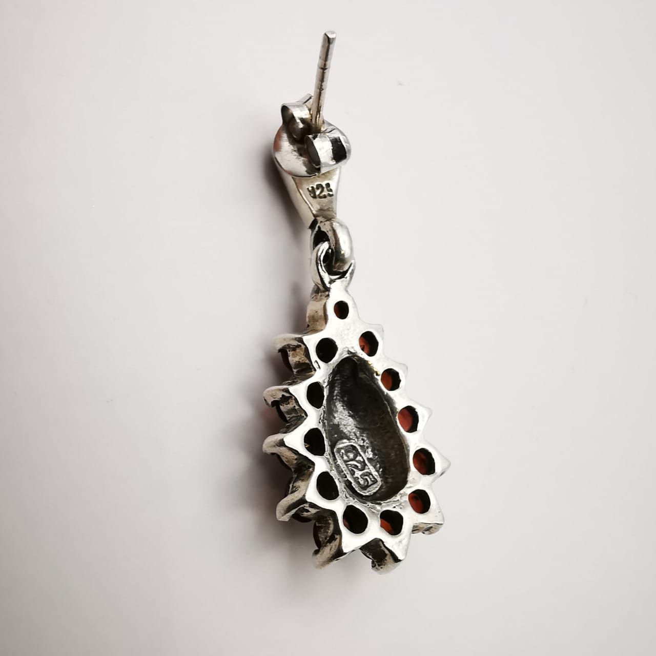 Vintage Vintage Earrings 925 Sterling Silver, Garnet, Marcasite Size ONE SIZE - 7 Thumbnail