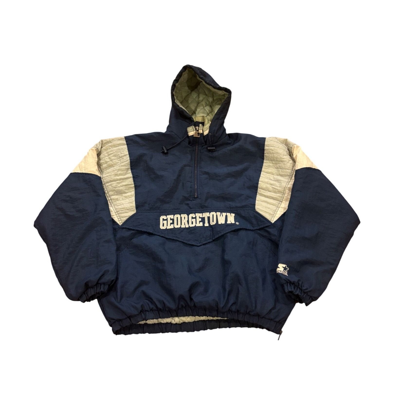 Starter Vintage 90's Starter Georgetown Hoyas 1/4 Zip Pullover Hoode Size US XL / EU 56 / 4 - 1 Thumbnail