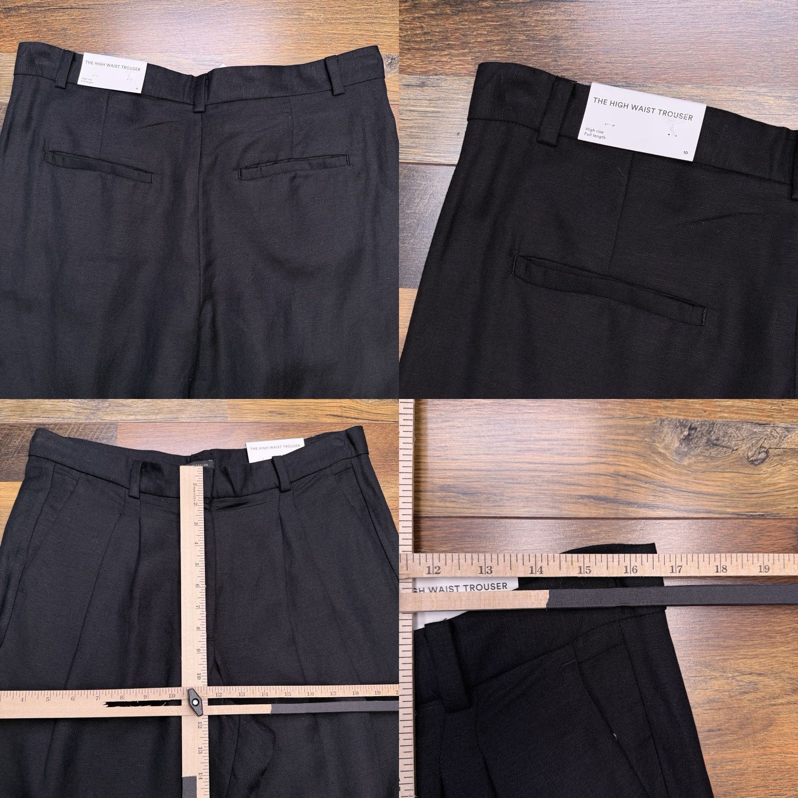 Ann Taylor Ann Taylor High Waist Trouser Linen Pants 10 Full Length Pleated Black Women's Regular Size 32" / US 10 / IT 46 - 8 Thumbnail