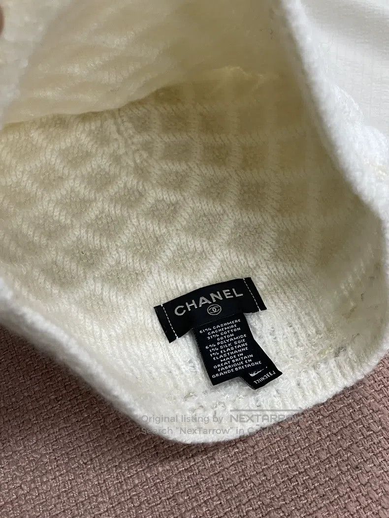 Chanel Chanel 26C white cashmere knitted cold hat Size ONE SIZE - 4 Thumbnail