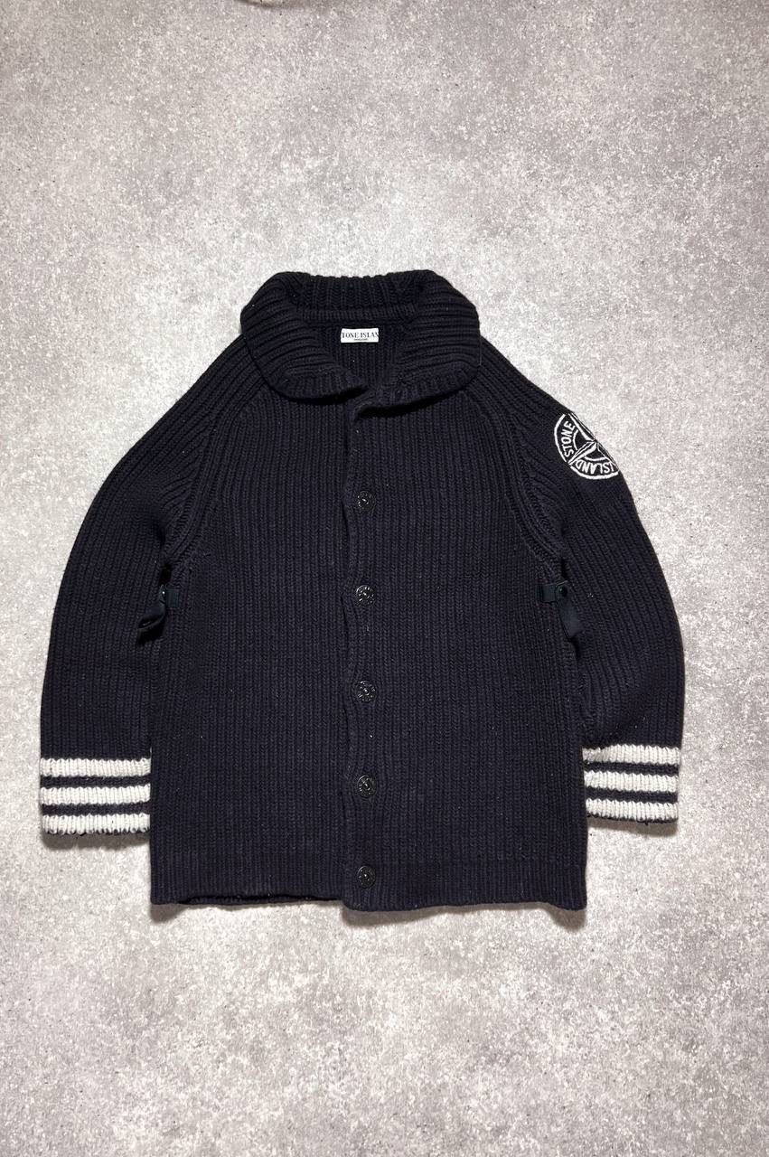 Stone Island Stone Island 2005 Heavyweight Wool Knit Spellout Cardigan Size US L / EU 52-54 / 3 - 1 Thumbnail