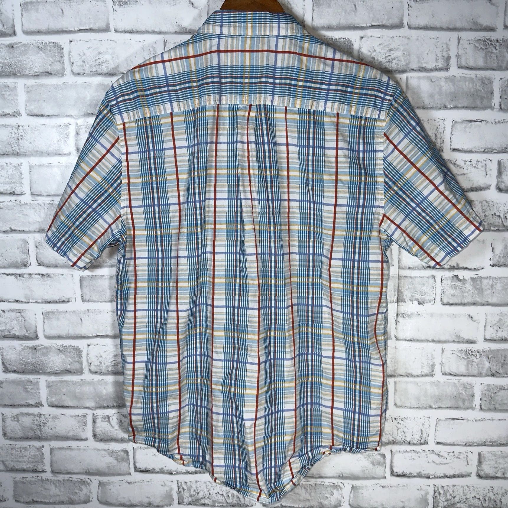 Tommy Bahama Tommy Bahama Plaid Cotton Blend Short Sleeve Button-Down Shirt Mens Size M Multicolor Size US 31 - 5 Thumbnail