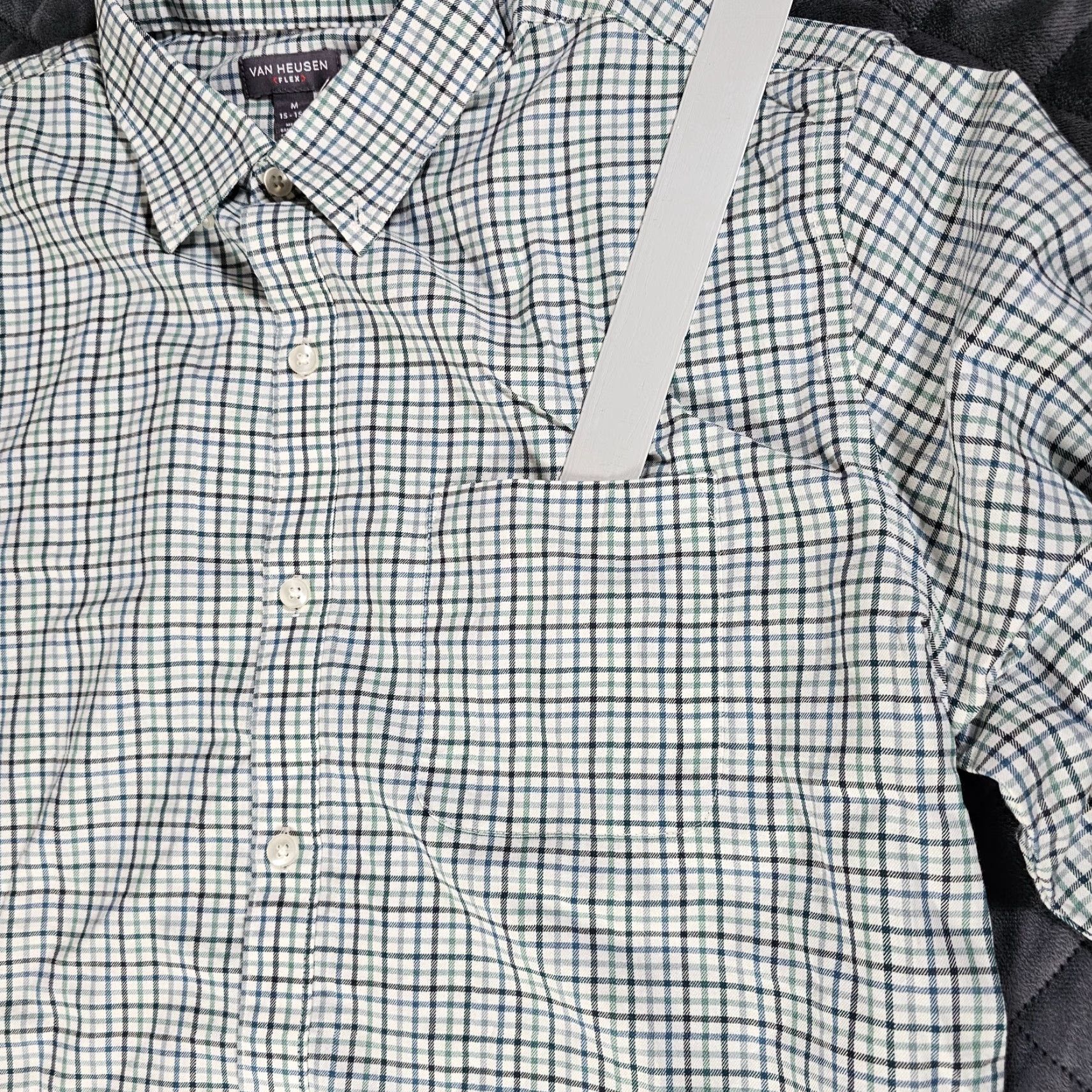 Van Heusen Van Heusen Shirt Men M Green Check Long Sleeve Button Up Flex Casual Size US M / EU 48-50 / 2 - 3 Thumbnail