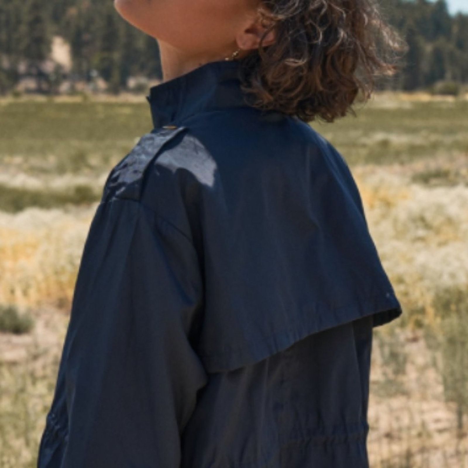 Other Navy Glossy Drawstring Trim Button-Down Coach Jacket Size S / US 4 / IT 40 - 6 Thumbnail
