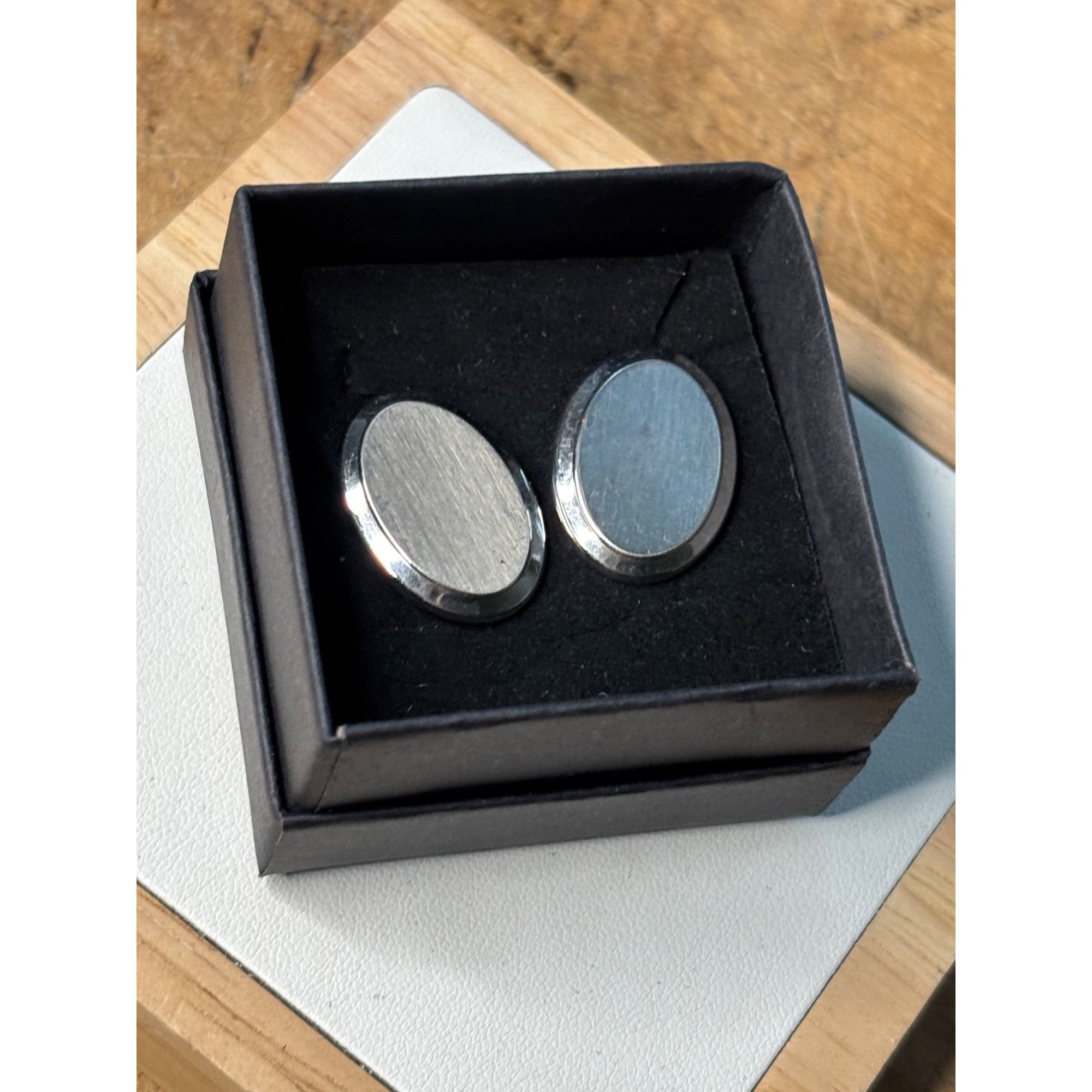 Other Silver Oval Cufflinks With Polished & Brushed Finish Size ONE SIZE - 7 Thumbnail