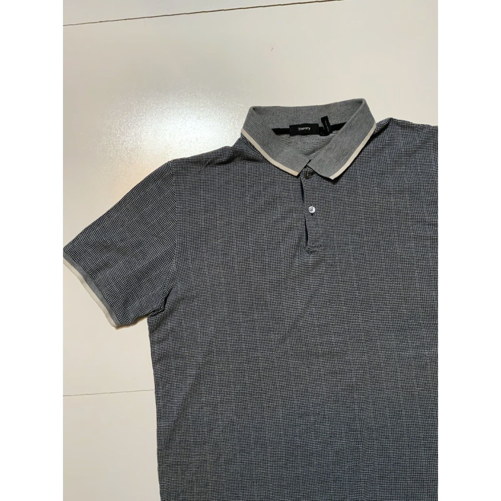 Theory Theory Jacquard Band Ticking Short Sleeve Mens Polo Shirt XL Multicolor Polo Shirt Mens XL Jacquard Band Ticking Color: Multicolor Size US XL / EU 56 / 4 - 4 Thumbnail