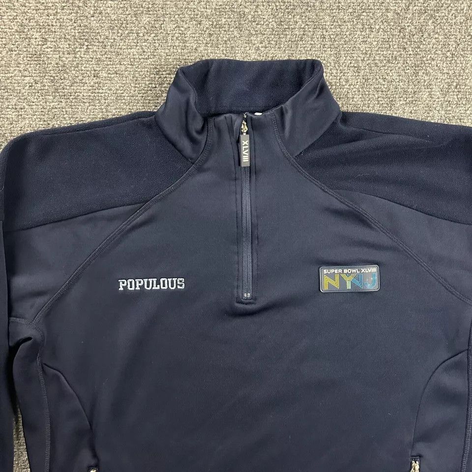 NFL Super Bowl XLVIII 1/4 Zip Pullover Mens Medium Polyester Size US M / EU 48-50 / 2 - 2 Thumbnail