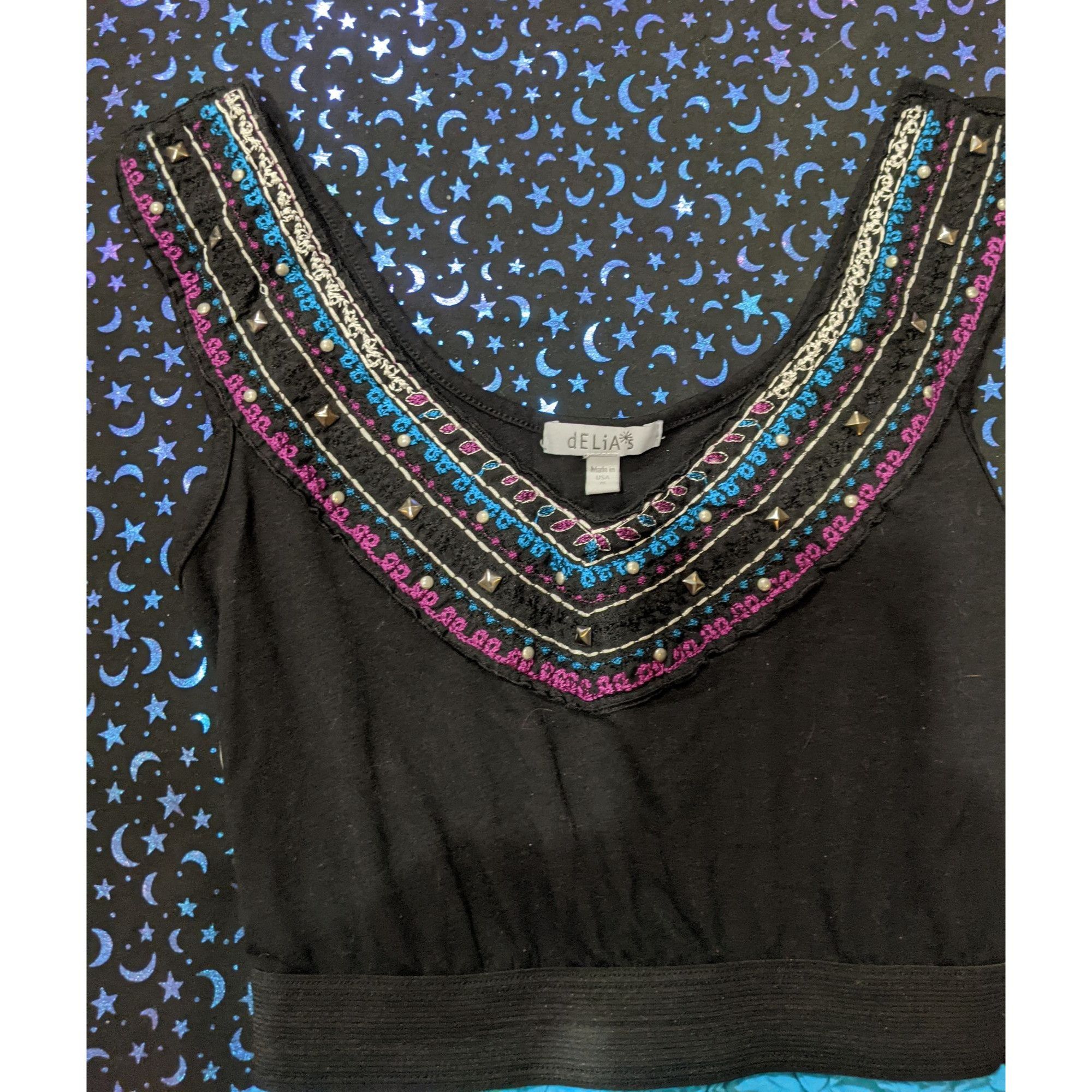 Other Delia's Black And Blue Fancy Collared Dress Size S / US 4 / IT 40 - 3 Thumbnail