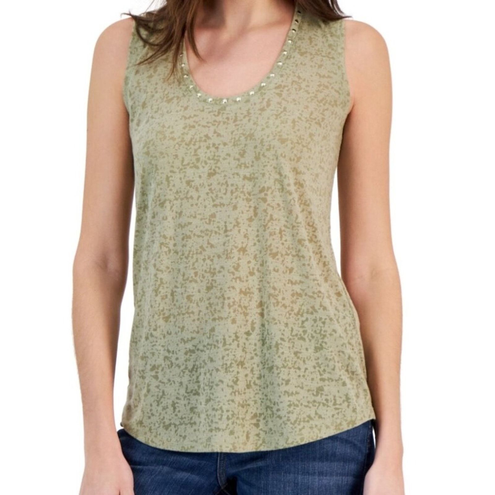 Other I.N.C. Embellished Scoop Neck Tank Top XS Sage Green New Size XS / US 0-2 / IT 36-38 - 1 Thumbnail
