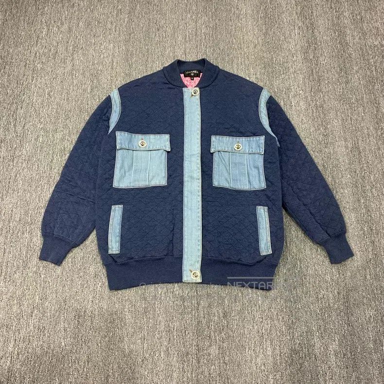 Chanel Chanel Diamond buckle denim stitching cotton jacket Size XXS / US 00 / IT 34 - 1 Thumbnail