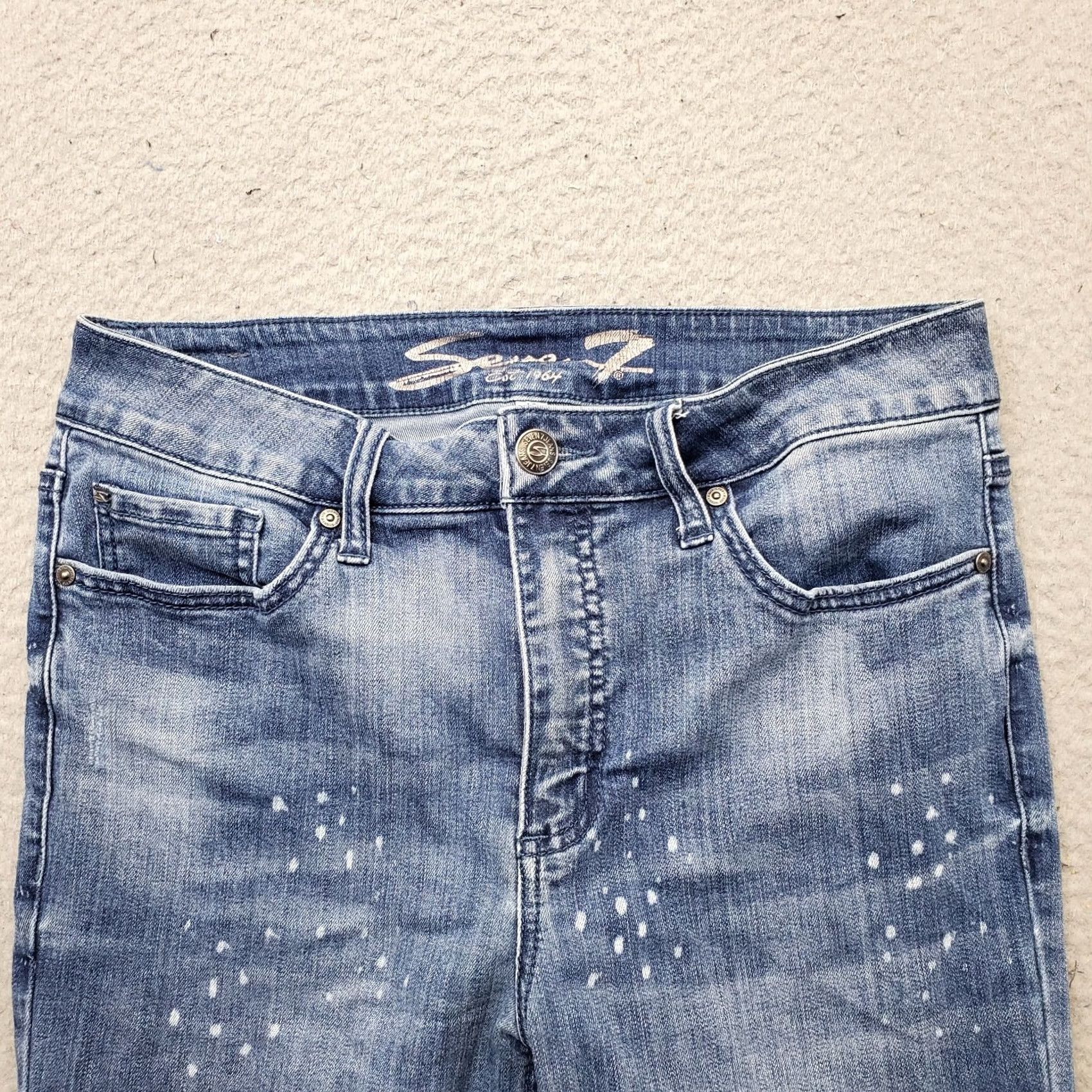 Vintage Seven7 Jeans Womens 10 Blue Denim Faded High Waisted Streetwear Grunge Raw Hem Jeans Womens Size 10 Blue Denim Streetwear Grunge Size 32" / US 10 / IT 46 - 7 Thumbnail