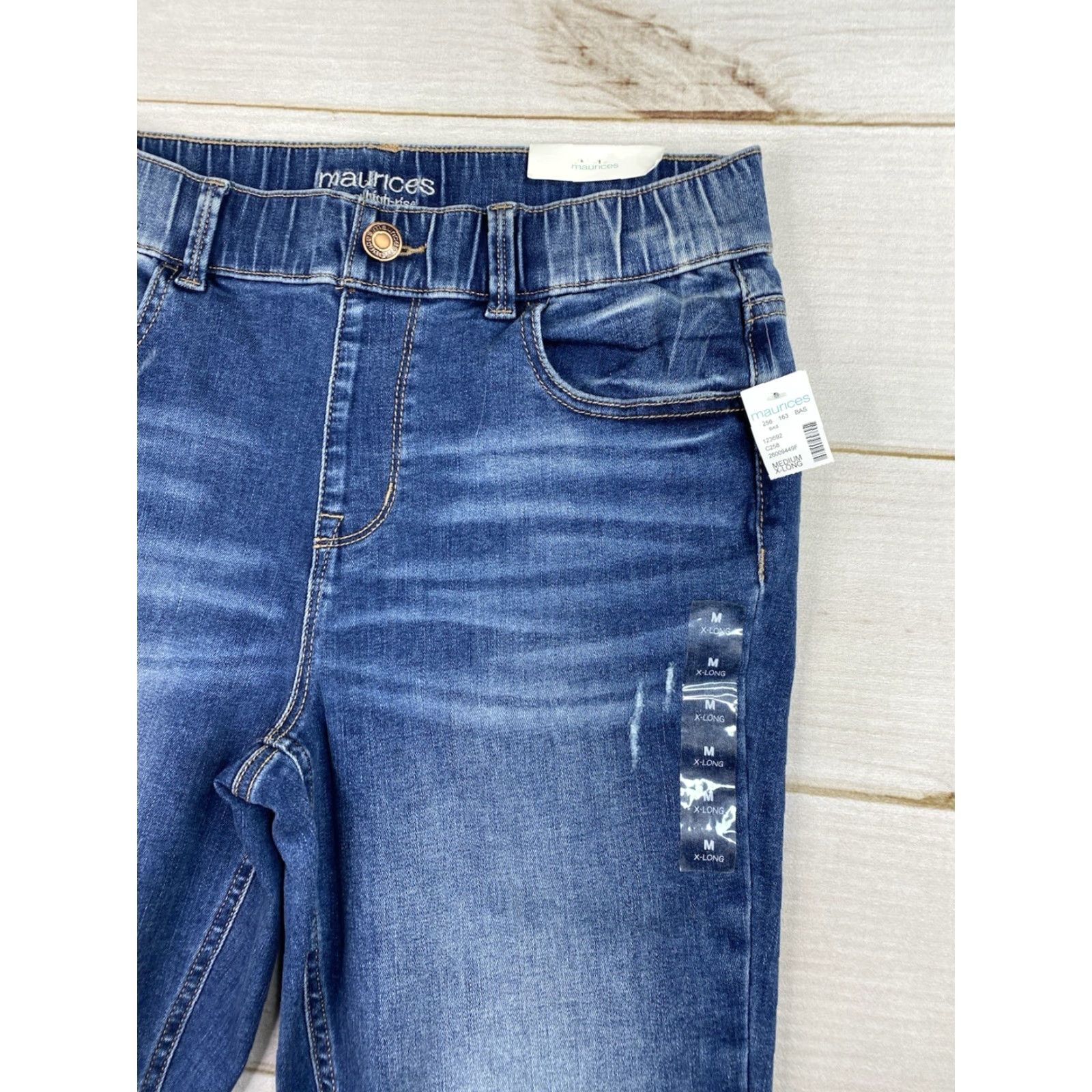 Vintage Maurices Jeans Womens M XLong Dark Wash High Rise Jeggings NWT Dark Blue Denim Stretch Skinny Slit Pocket City 32in Inseam Tall Womens Size 32" / US 10 / IT 46 - 2 Thumbnail