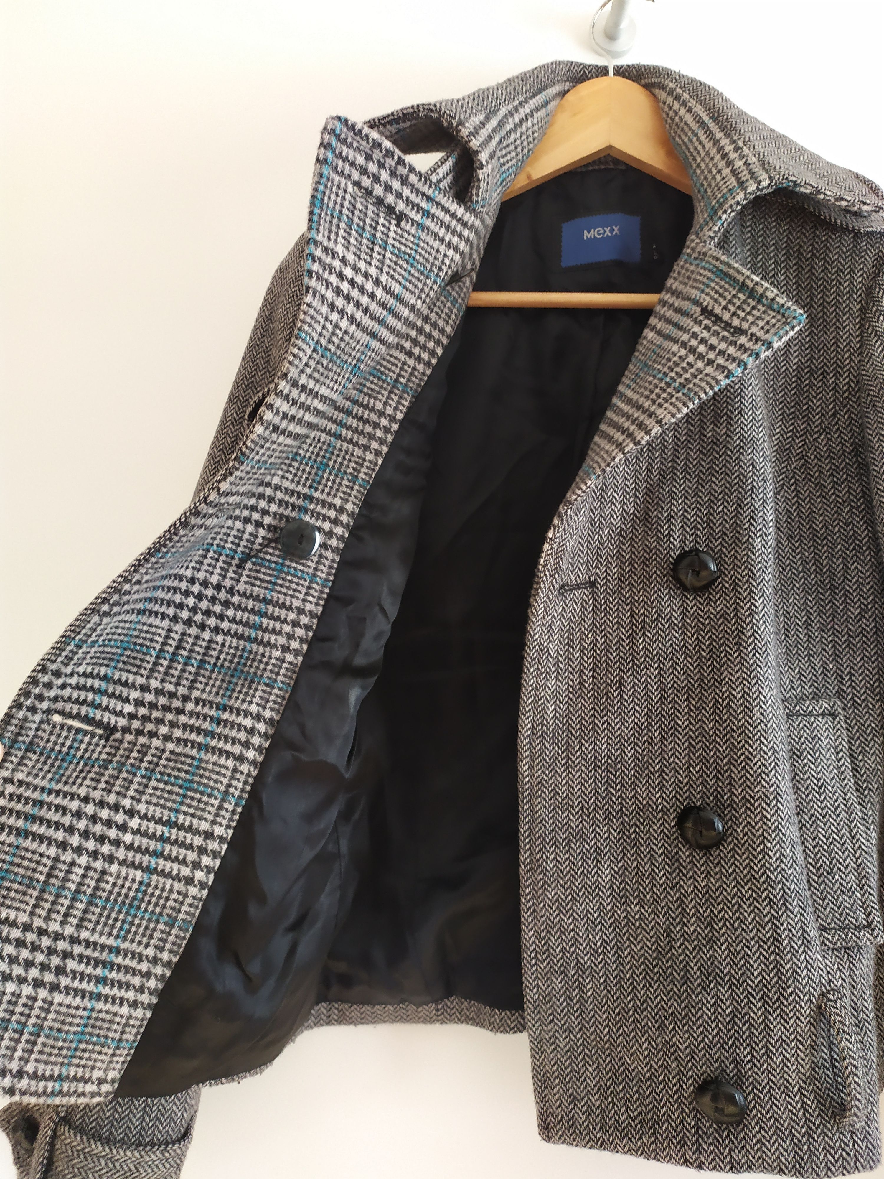 Mexx Ladies Herringbone short Tweed wool Coat for Women Size XXS / US 00 / IT 34 - 4 Thumbnail