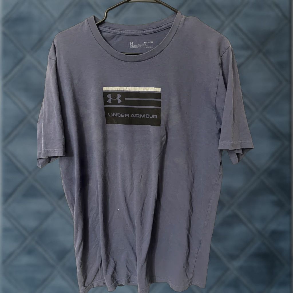 Under Armour Under Armour Shirt Men XL Blue Crew Neck Short Sleeve Logo Graphic Cotton Sports Modern Mens Size US XL / EU 56 / 4 - 1 Thumbnail