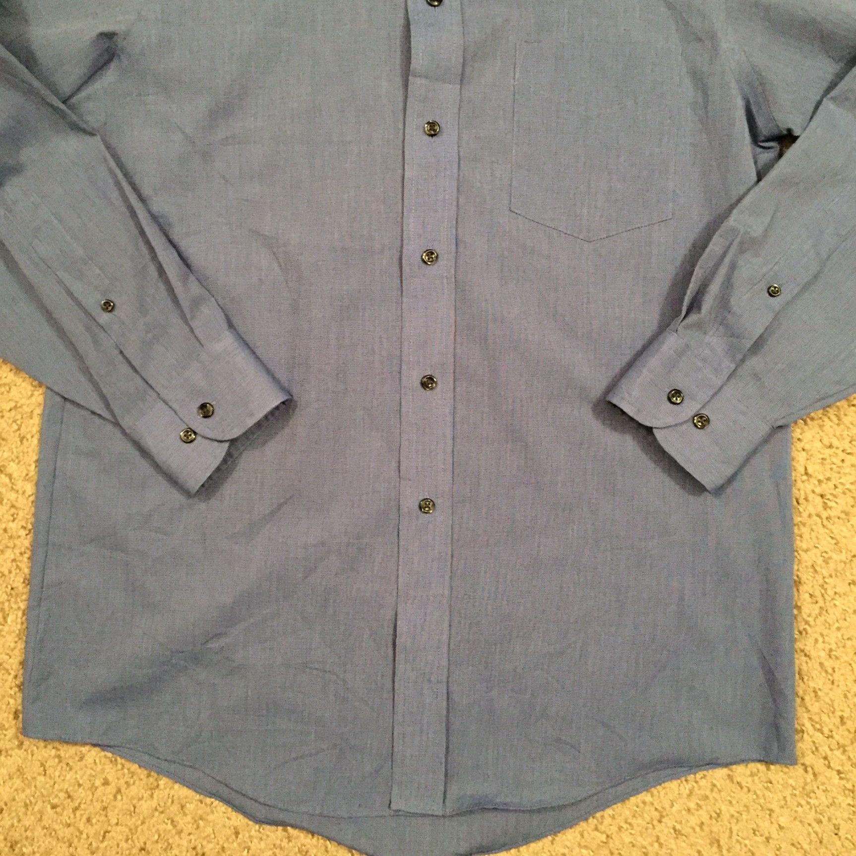 Stafford Stafford Mens Shirt 15 Solid Blue Long Sleeve Button Up Shirt Size US M / EU 48-50 / 2 - 4 Thumbnail