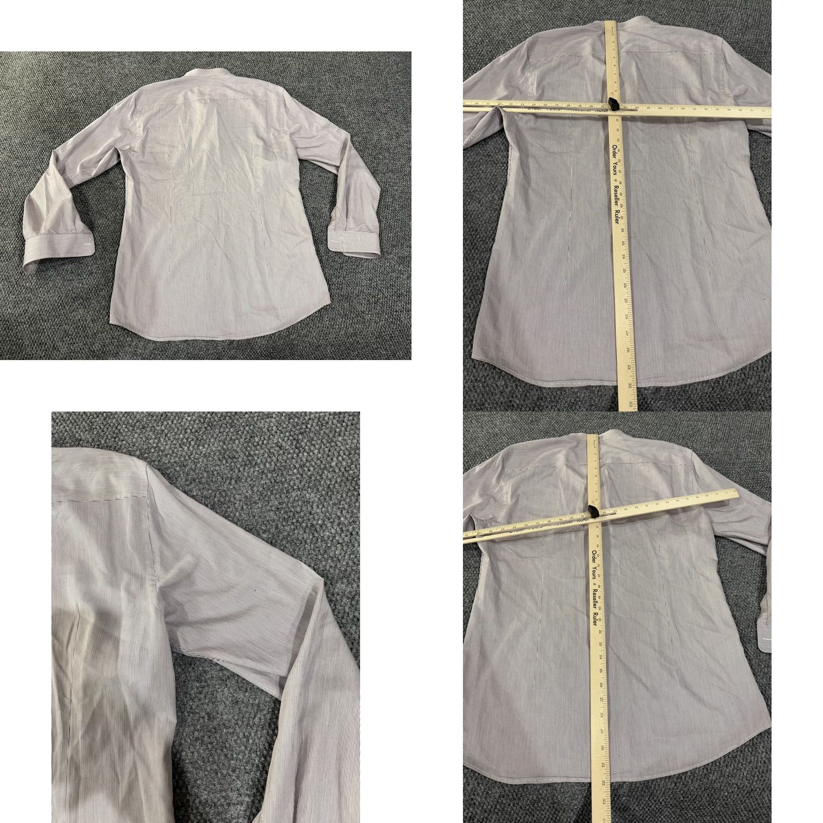 Hugo Boss HUGO BOSS Shirt Mens 16 Gray Pinstripe Slim Fit Band Collar Dress Long Sleeve Mens 16 Slim Fit Pinstripe Gray Band Collar Dress Shirt Size 42R - 8 Thumbnail