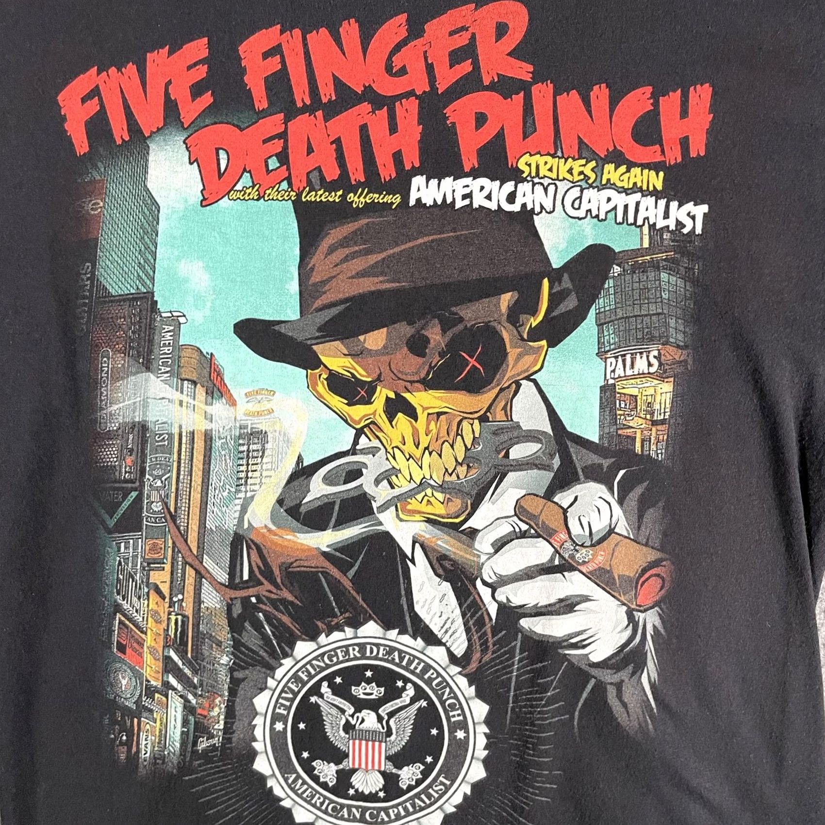 Hanes Five Finger Death Punch Shirt Large Black American Capitalist Skull Tee Mens Size US L / EU 52-54 / 3 - 3 Thumbnail