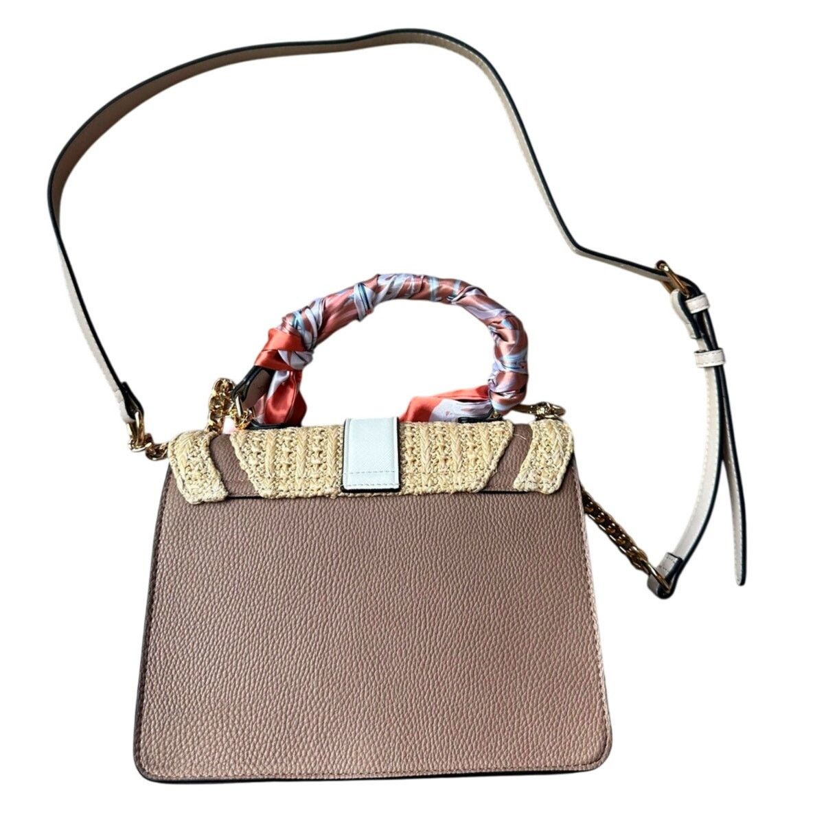 Aldo ALDO Satchel Beige & Taupe Straw Flap Bag w Melon Twilly Size ONE SIZE - 2 Thumbnail