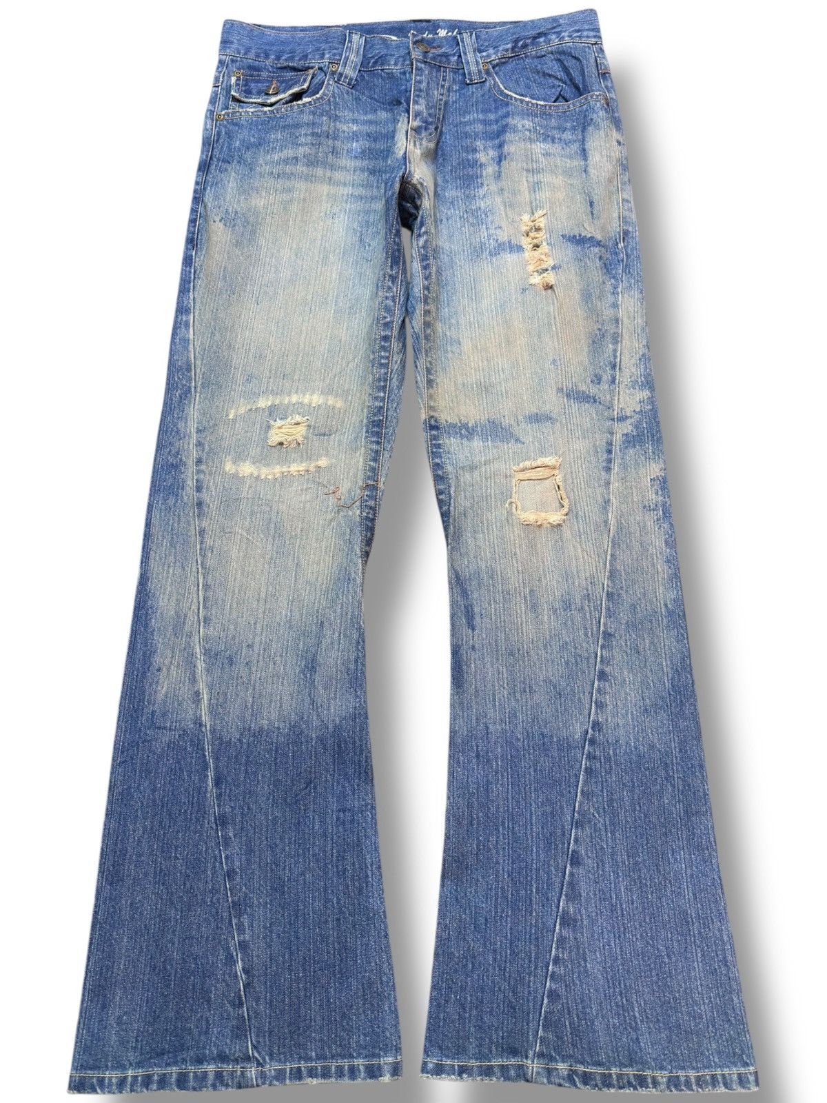 Karakuri Tamashii Vintage Body Maker Flare Mudwash Dragon Embroidery Denim Size US 33 - 1 Thumbnail