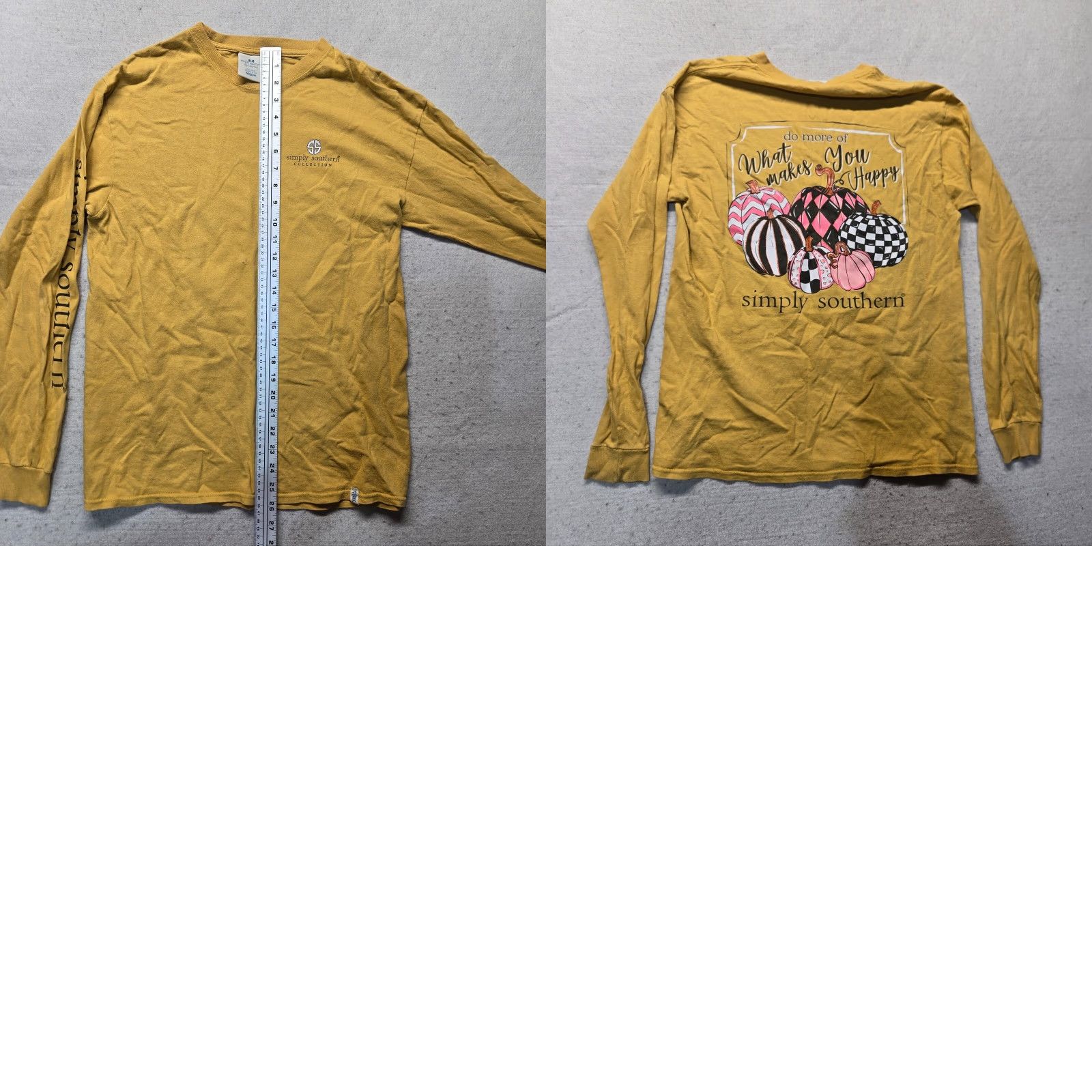 Vintage SIMPLY SOUTHERN Shirt Women XL Yellow Do More Of What Makes You Happy 10s? Size XL / US 12-14 / IT 48-50 - 8 Thumbnail