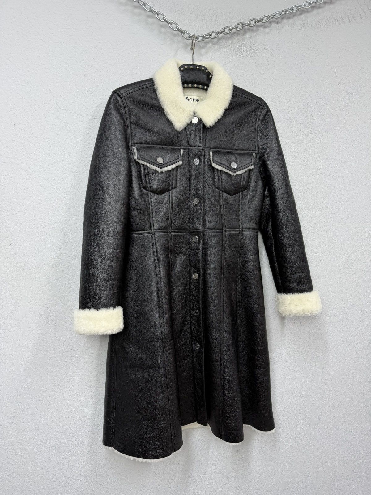 If Six Was Nine Acne Studios Shearling Lamb Leather Coat Jacket Size S / US 4 / IT 40 - 7 Thumbnail