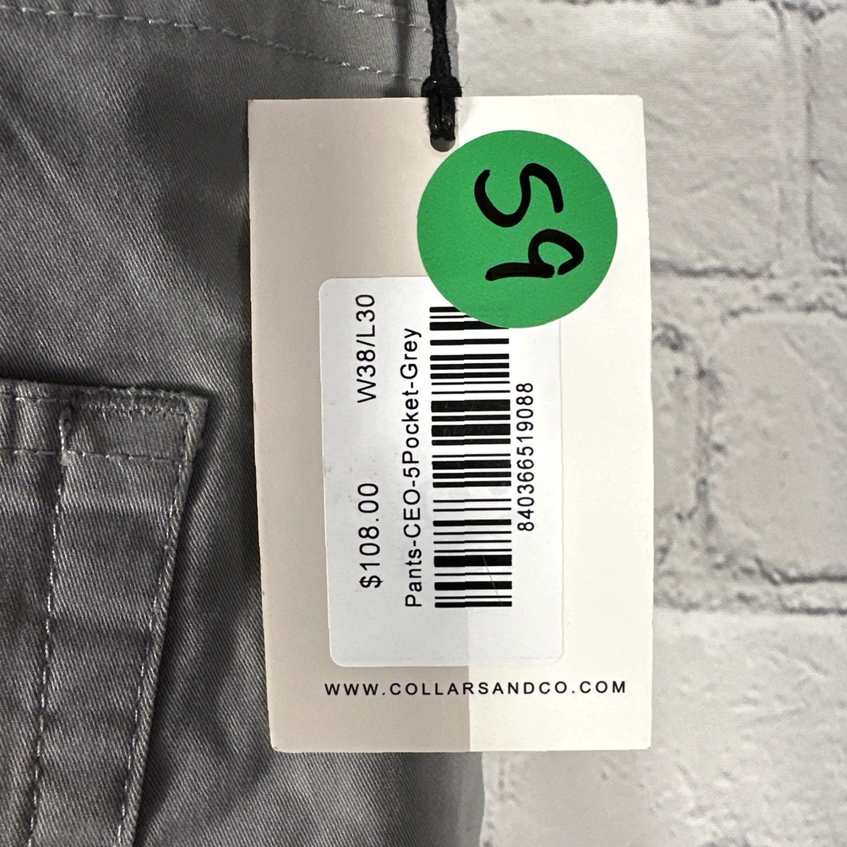 CO VINTAGE NWT Collars & Co CEO Chino Five Pocket Cotton Stretch Pants Grey 38x30 Size US 38 / EU 54 - 4 Thumbnail